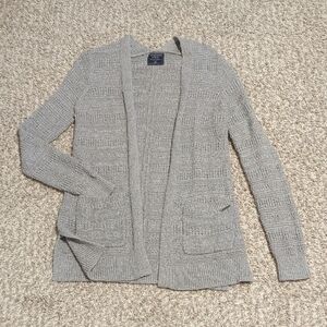 Abercrombie & Fitch Gray Chunky Knit Cardigan Open Front with Pockets Size XS